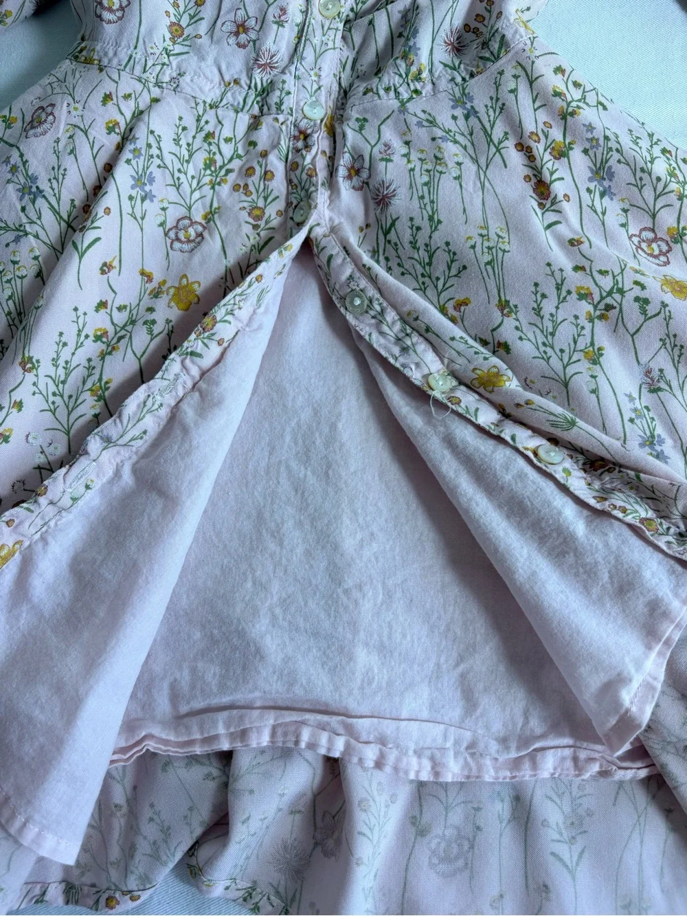 Hust and Claire Pink yellow Floral Button-Front long sleeve Dress age 5.